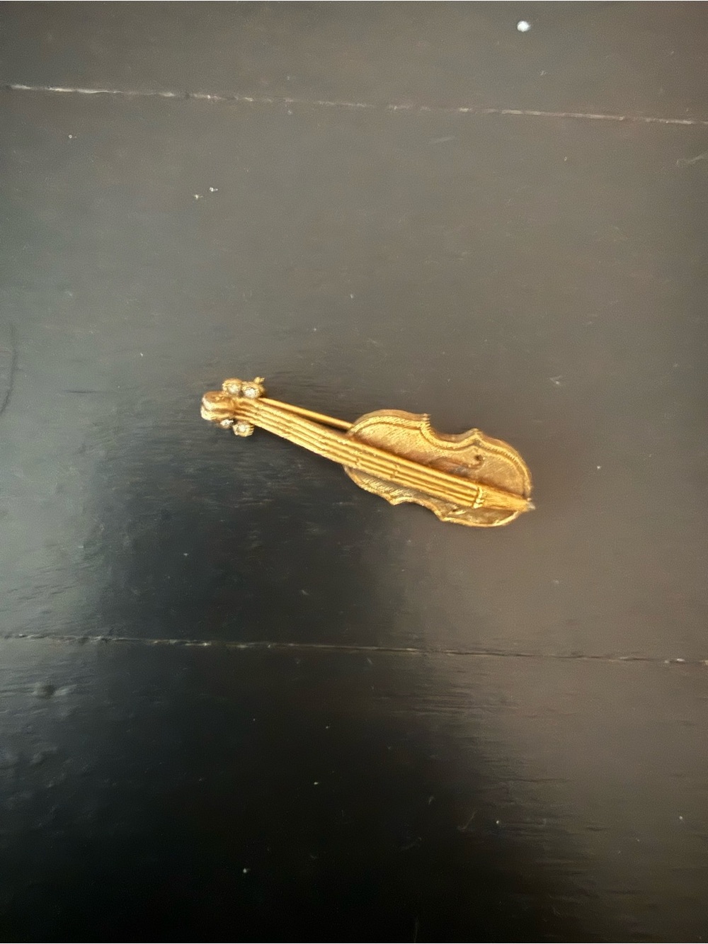Gold Violin Brooch